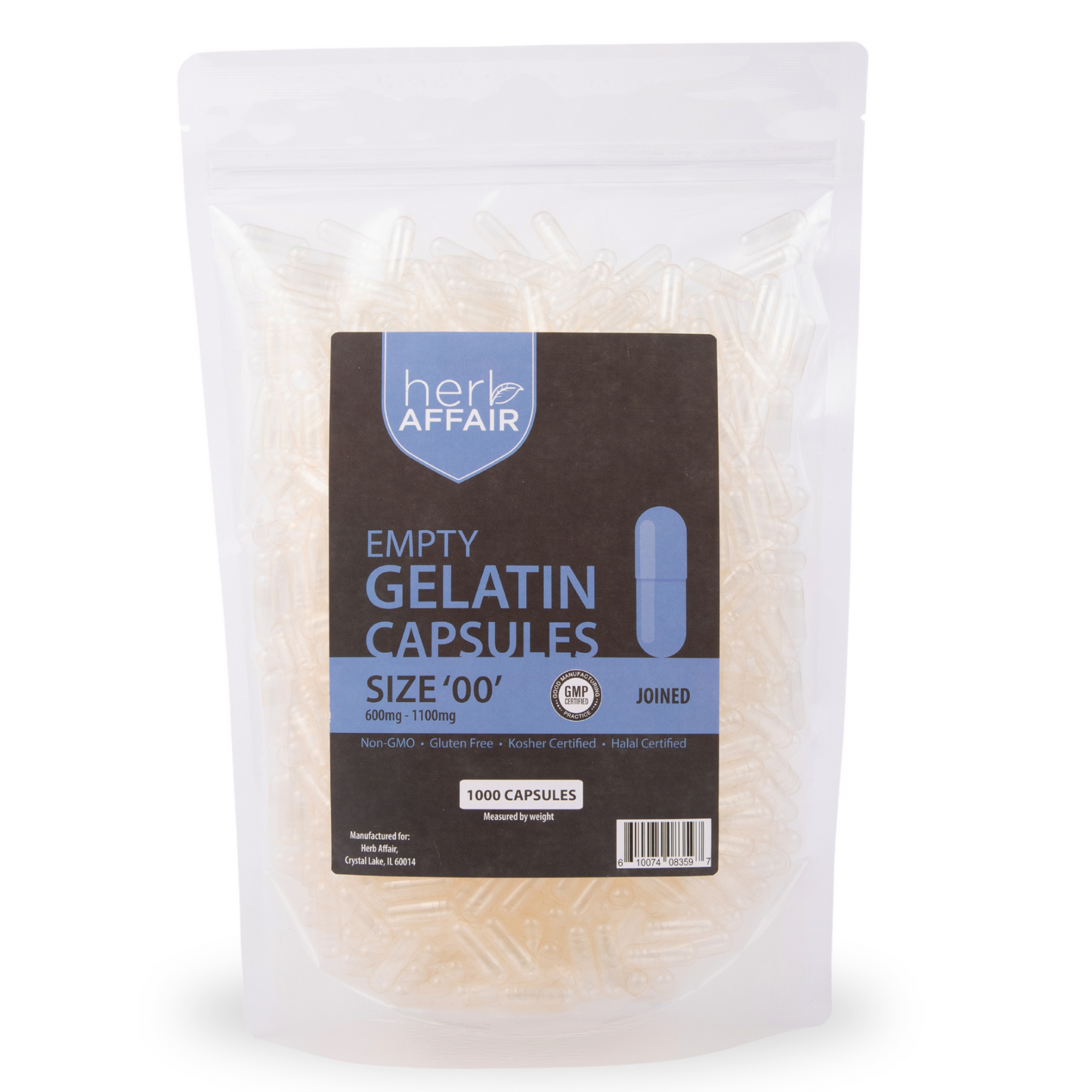 Empty Gelatin Capsules "Size 00" (1000 ct)